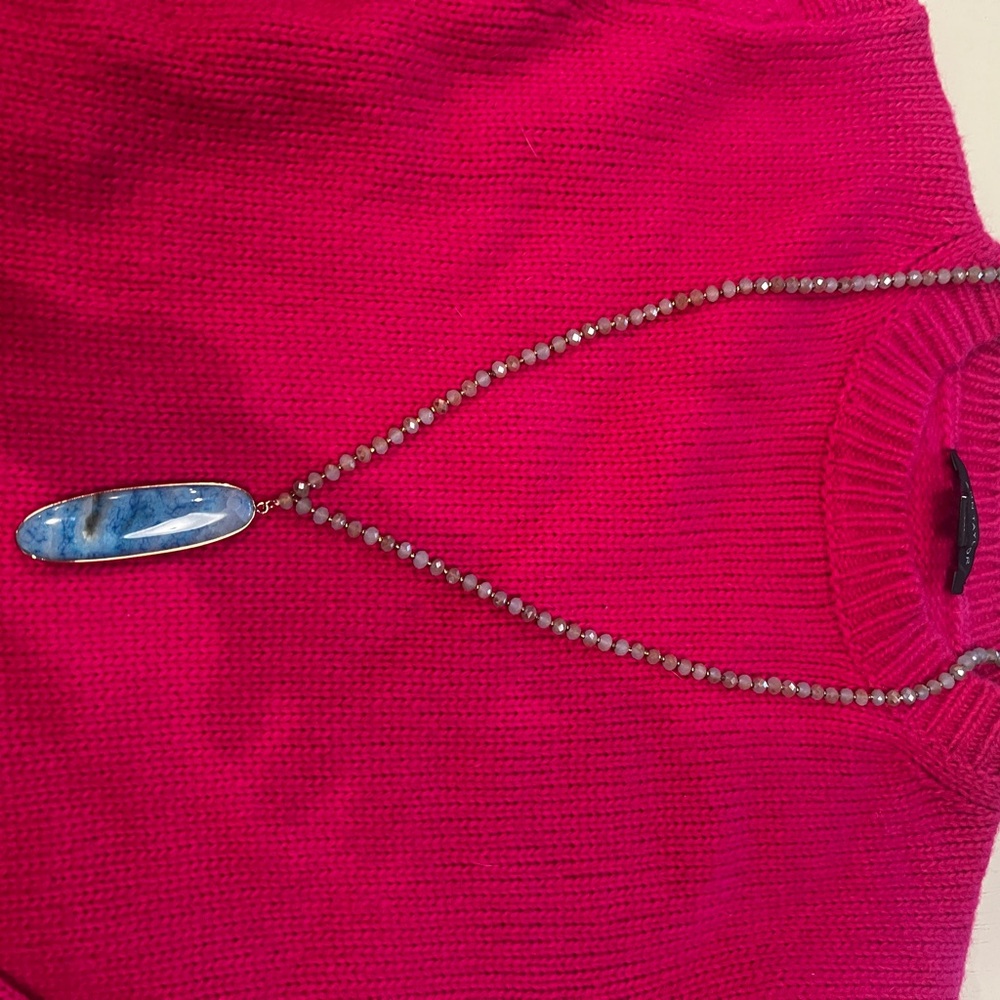 Blue Agate Pendant Necklace